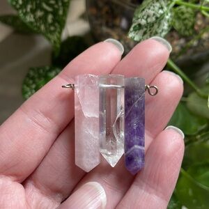 NWOT Amethyst Quartz rose quartz dangling crystal pendant witchy new age boho